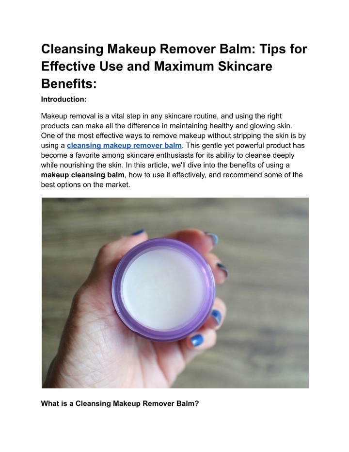 cleansing makeup remover balm tips for effective