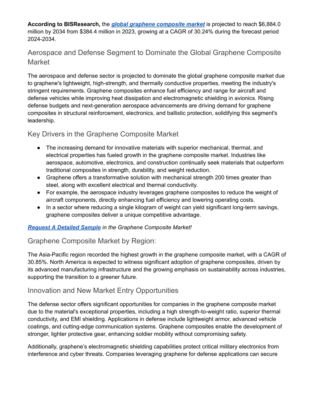 according to bisresearch the global graphene