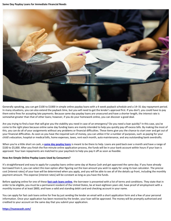 same day payday loans for immediate financial