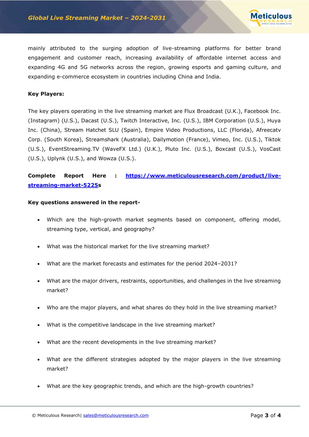 global live streaming market 2024 2031 2