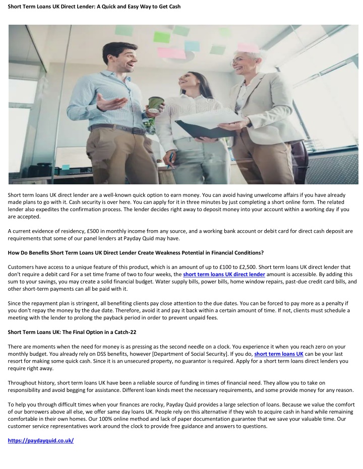 short term loans uk direct lender a quick