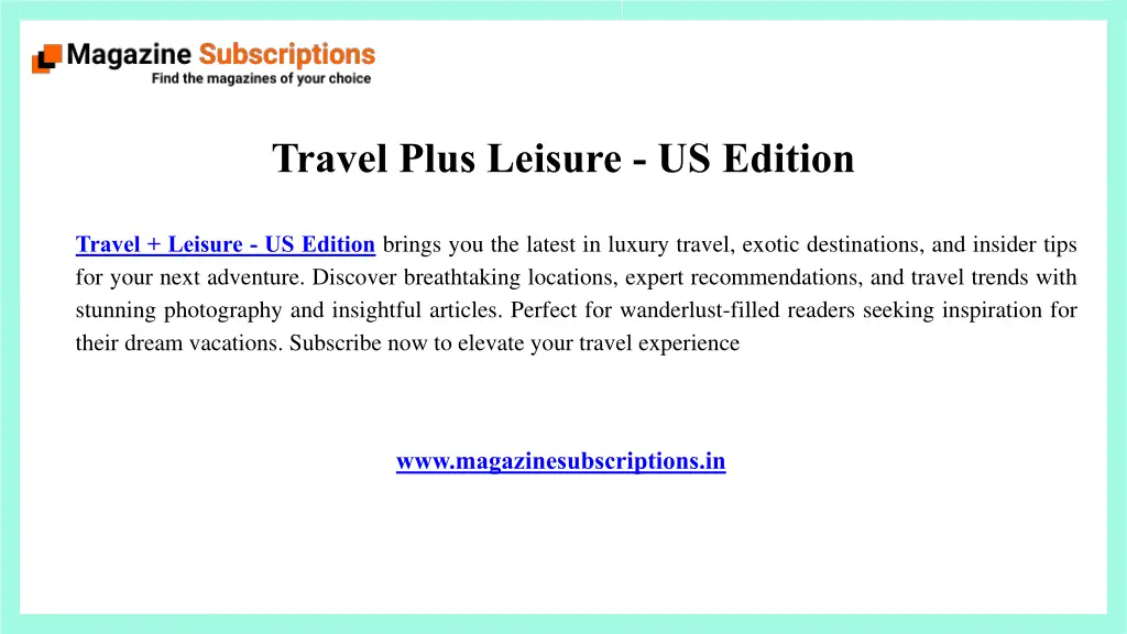 travel plus leisure us edition