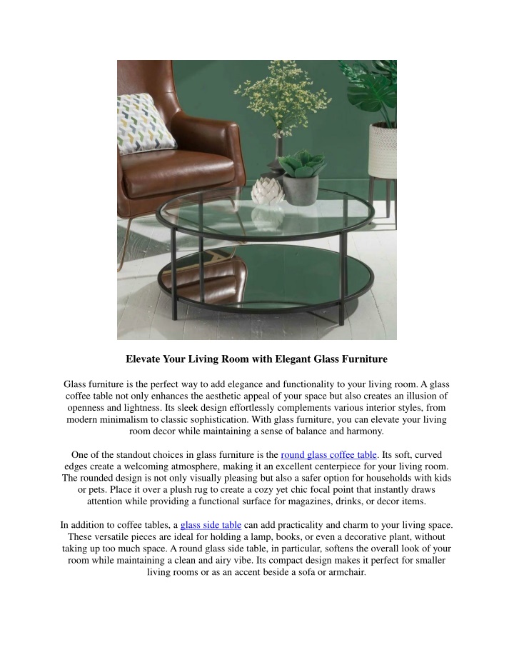 elevate your living room with elegant glass
