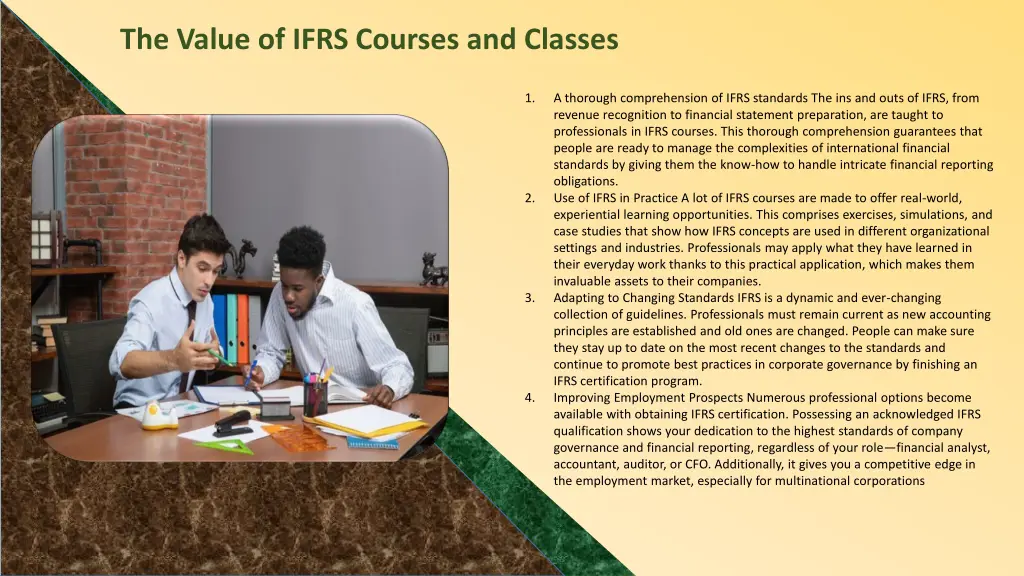 the value of ifrs courses and classes