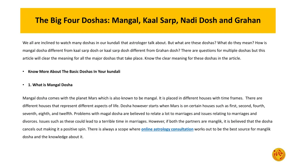 the big four doshas mangal kaal sarp nadi dosh 1