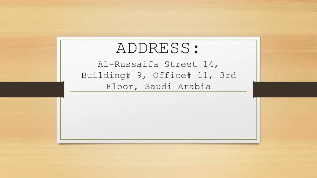 address al russaifa street 14 building 9 office