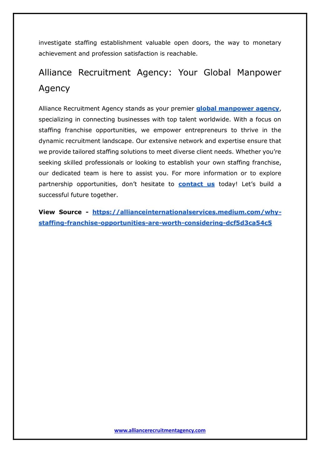 investigate staffing establishment valuable open