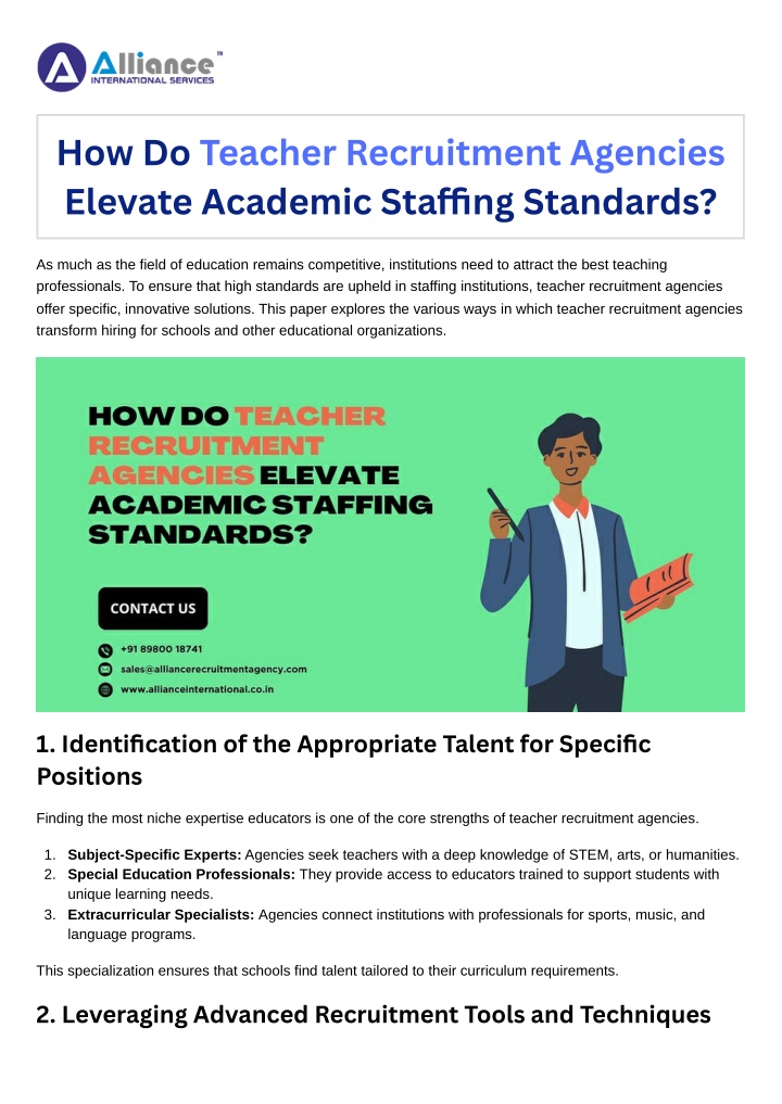 how do teacher recruitment agencies elevate