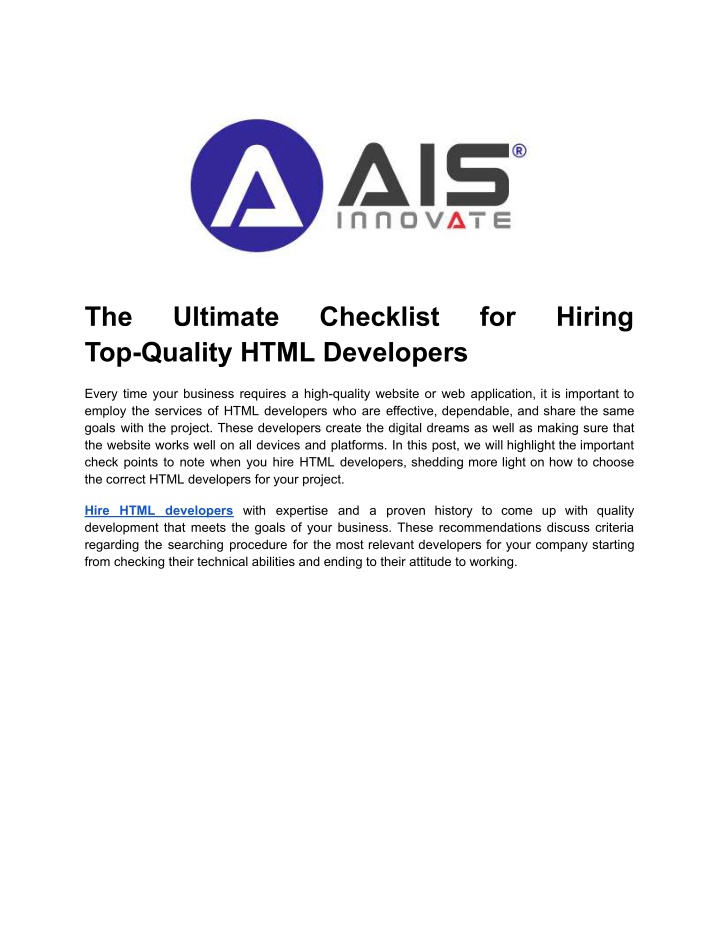 the top quality html developers