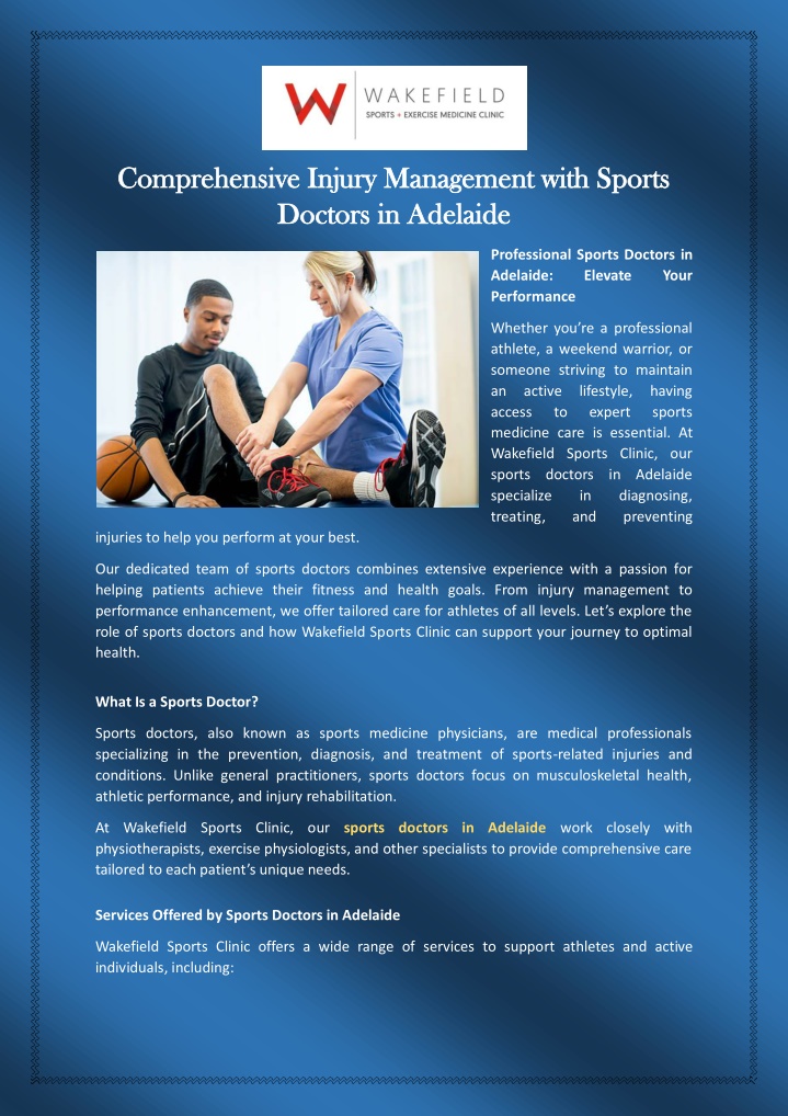 comprehensive injury management with sports