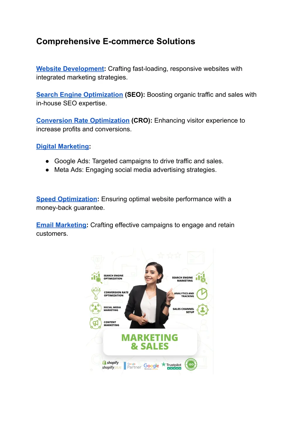 comprehensive e commerce solutions website