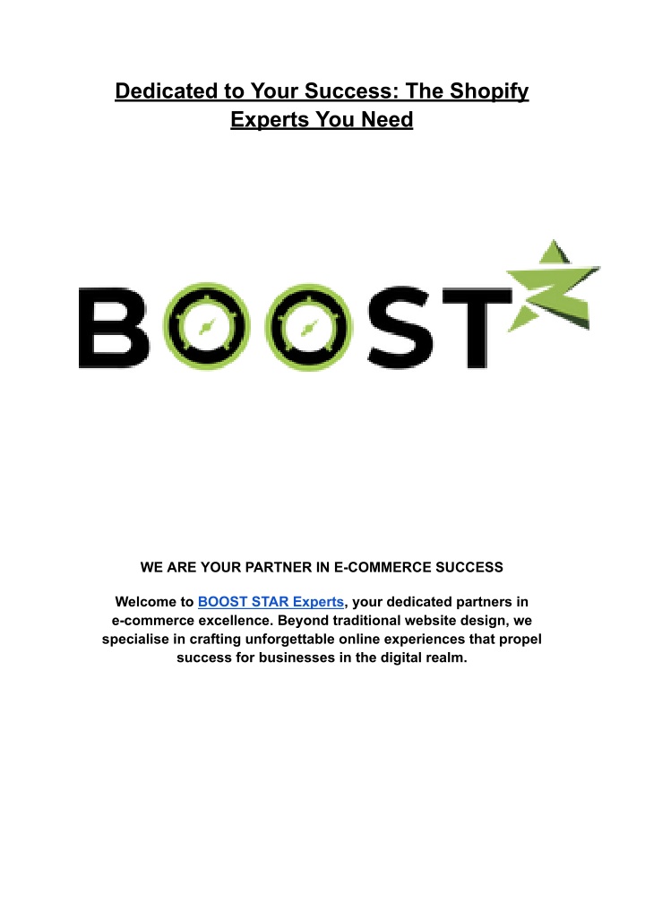 dedicated to your success the shopify experts