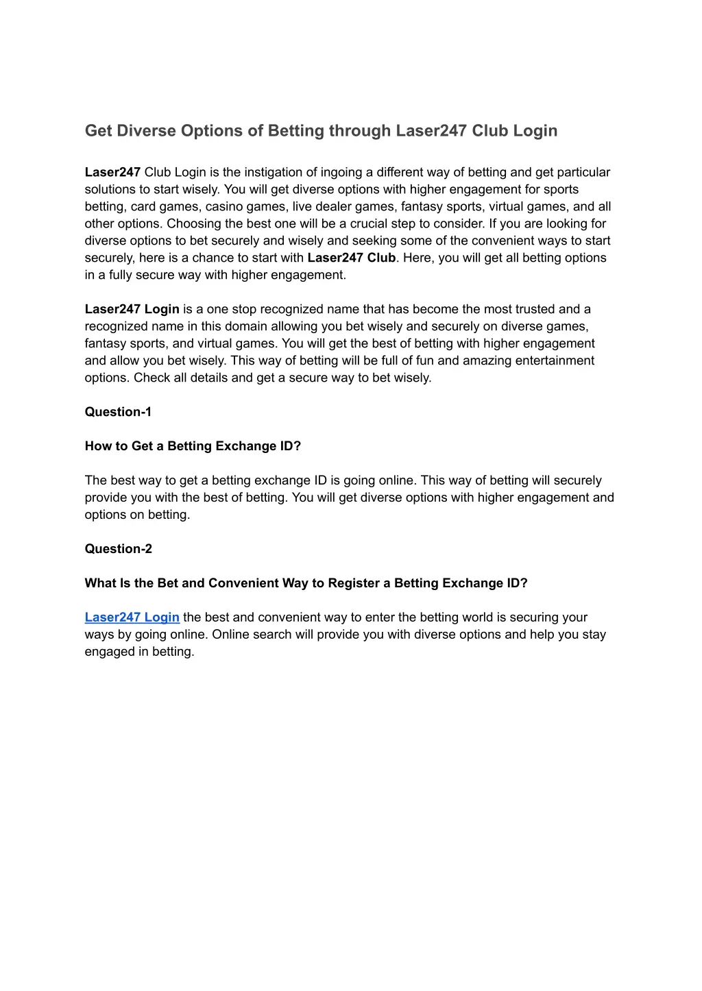 get diverse options of betting through laser247