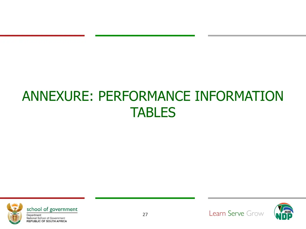 annexure performance information tables