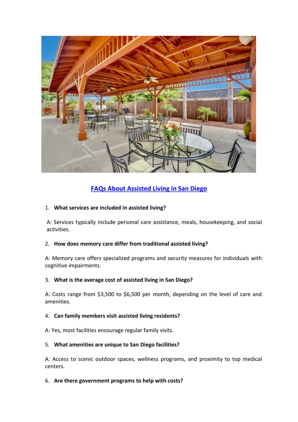 faqs about assisted living in san diego