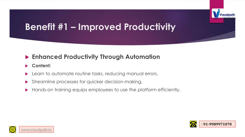 benefit 1 improved productivity