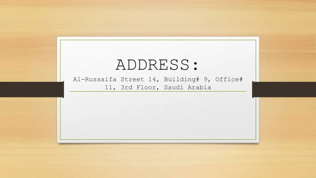 address al russaifa street 14 building 9 office