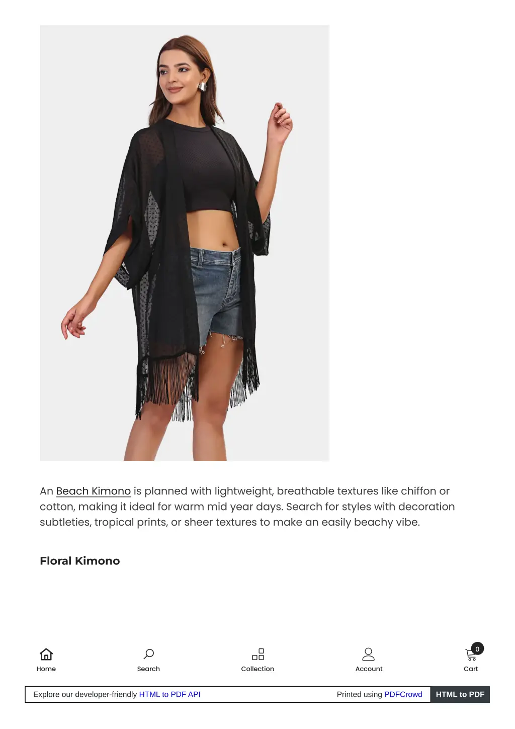 an beach kimono is planned with lightweight