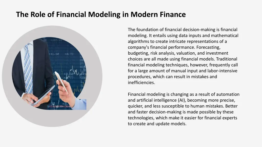 the role of financial modeling in modern finance