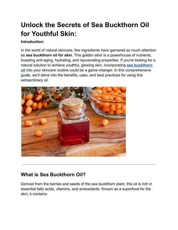 unlock the secrets of sea buckthorn