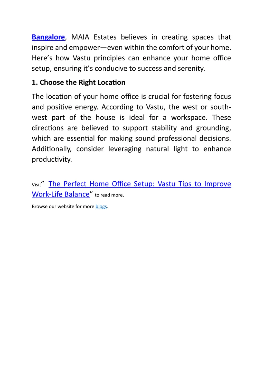 bangalore maia estates believes in creating