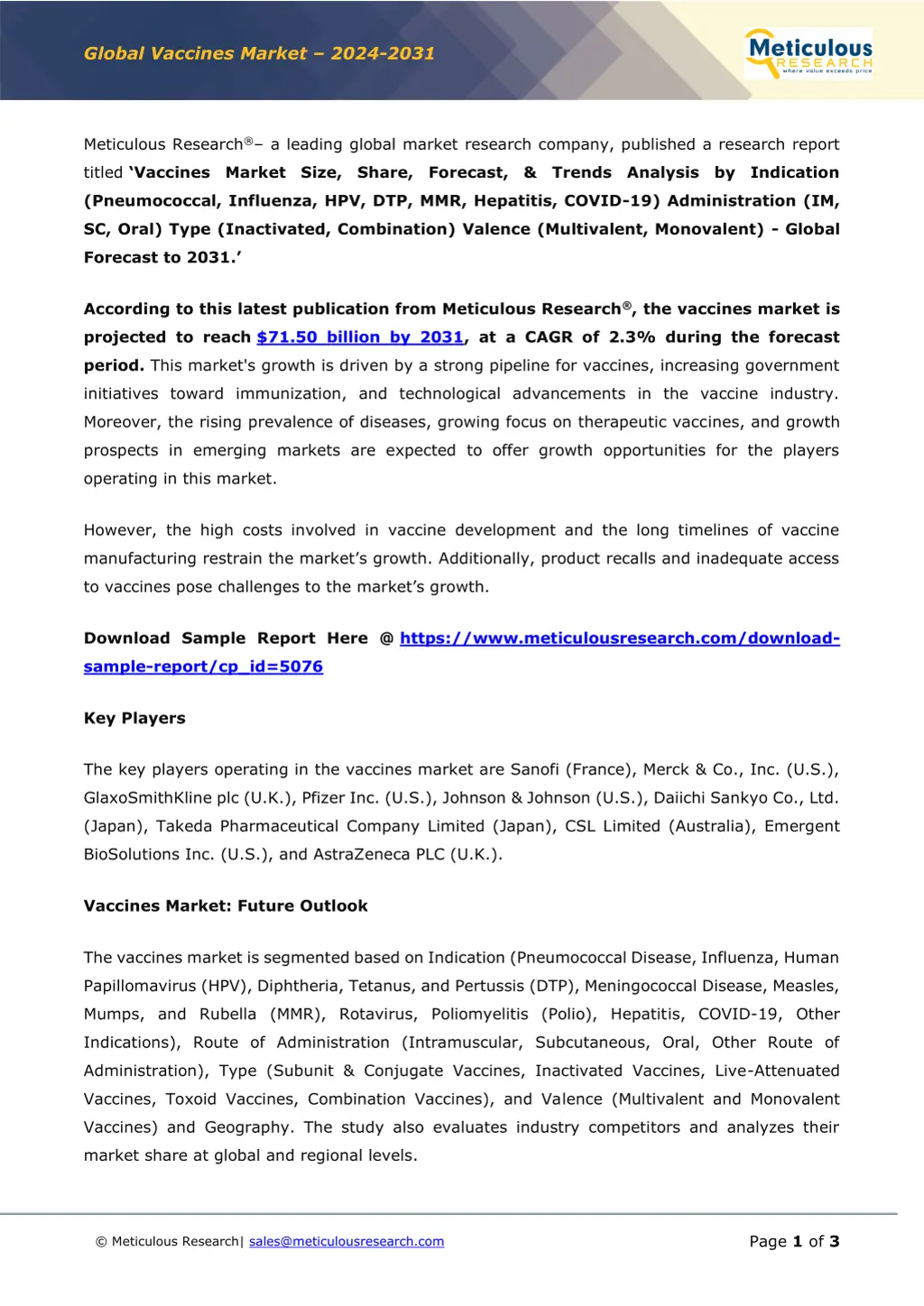 global vaccines market 2024 2031