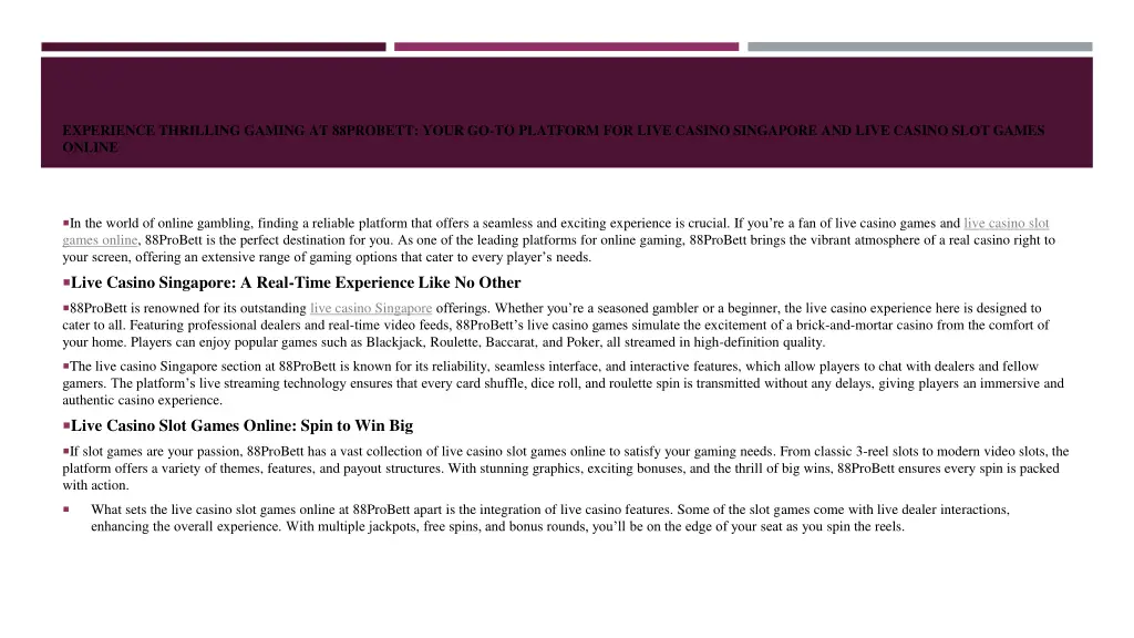 experience thrilling gaming at 88probett your 1