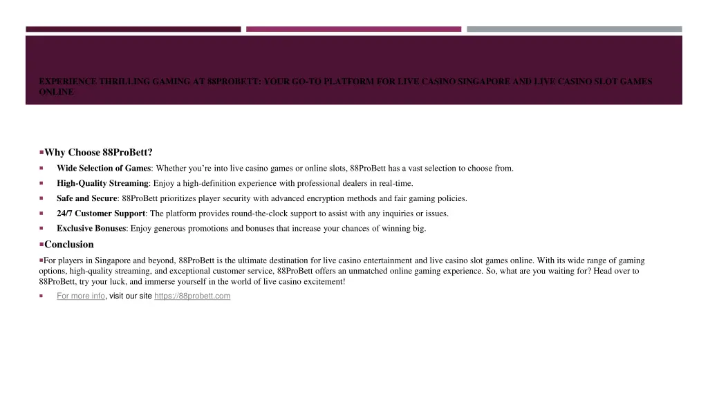 experience thrilling gaming at 88probett your 2