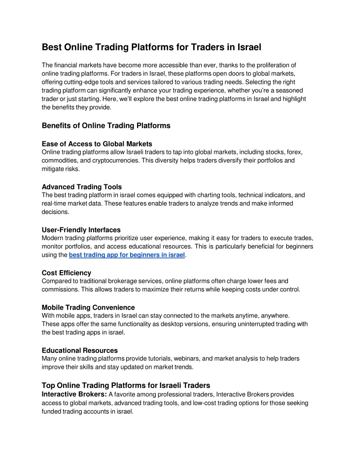 best online trading platforms for traders