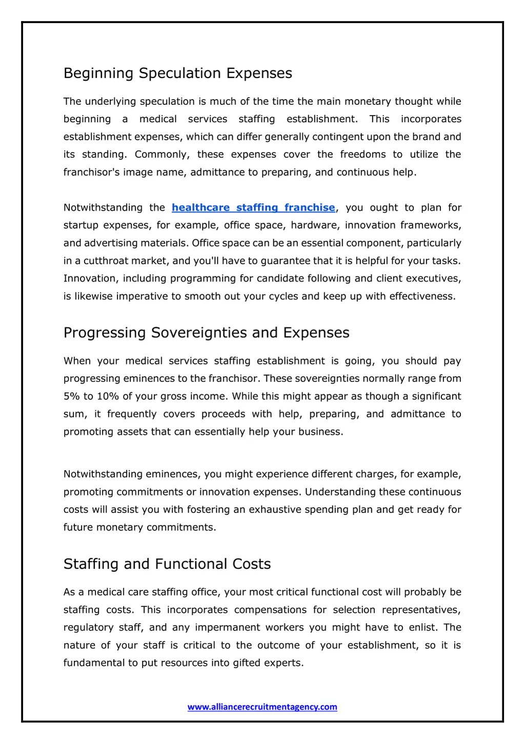 beginning speculation expenses