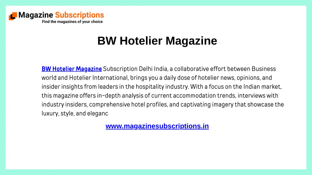 bw hotelier magazine