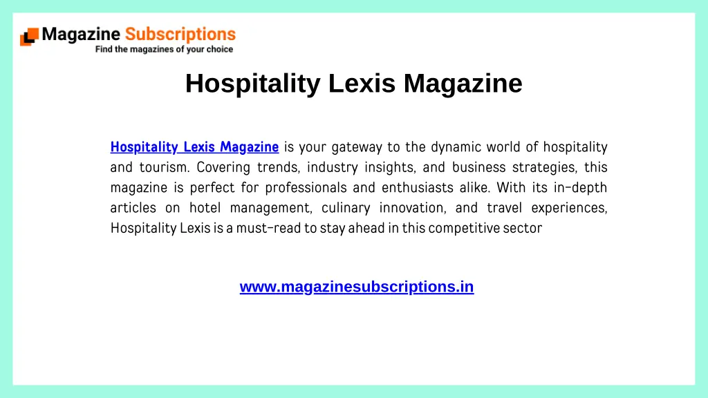 hospitality lexis magazine