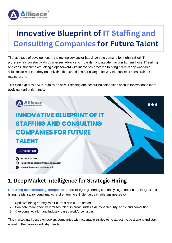innovative blueprint of it sta ng and consulting