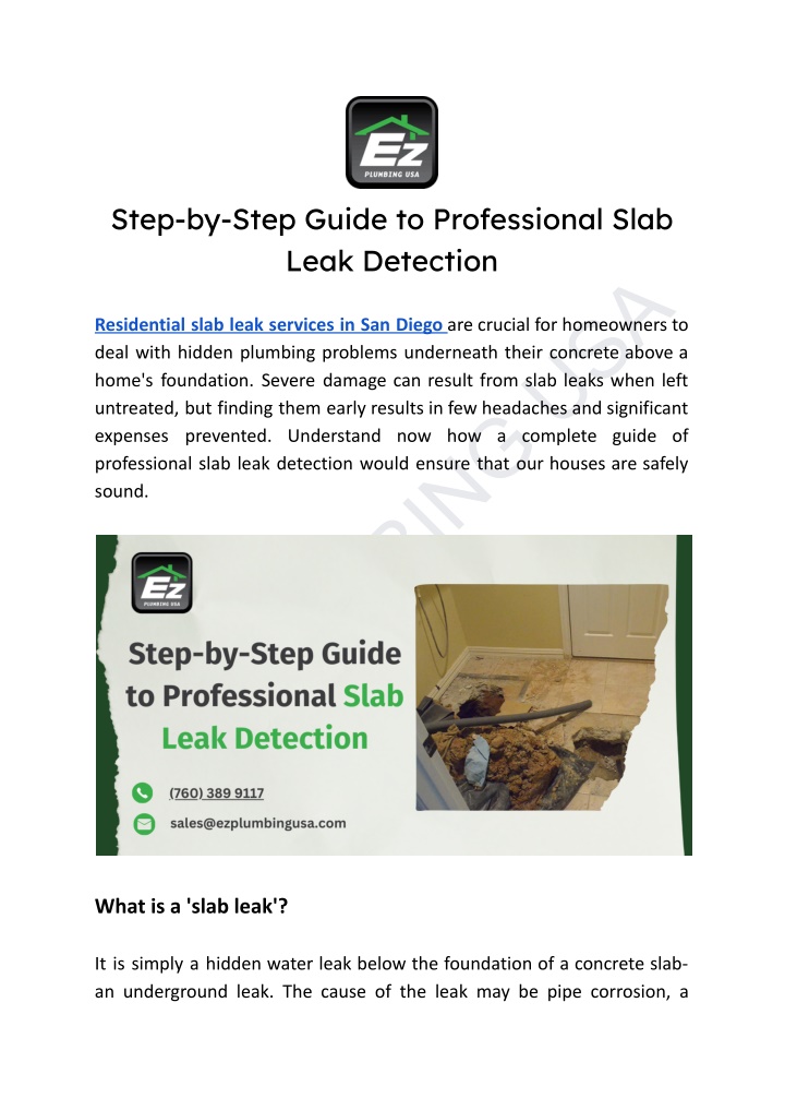 step by step guide to professional slab leak