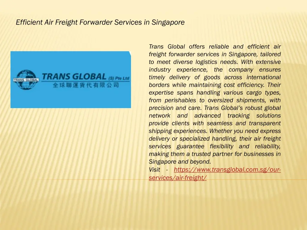 efficient air freight forwarder services