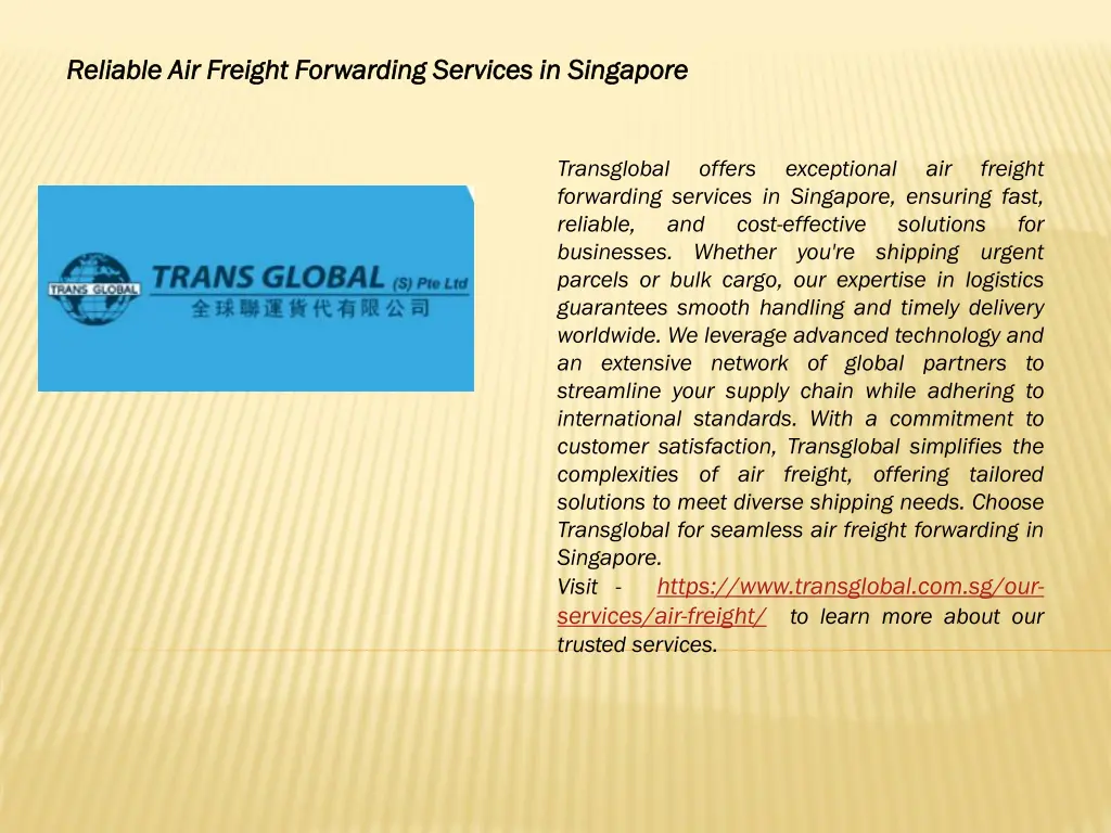 reliable air freight forwarding services