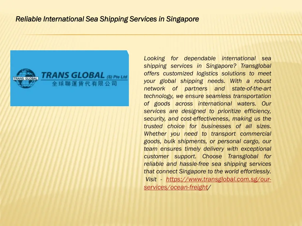 reliable international sea shipping services