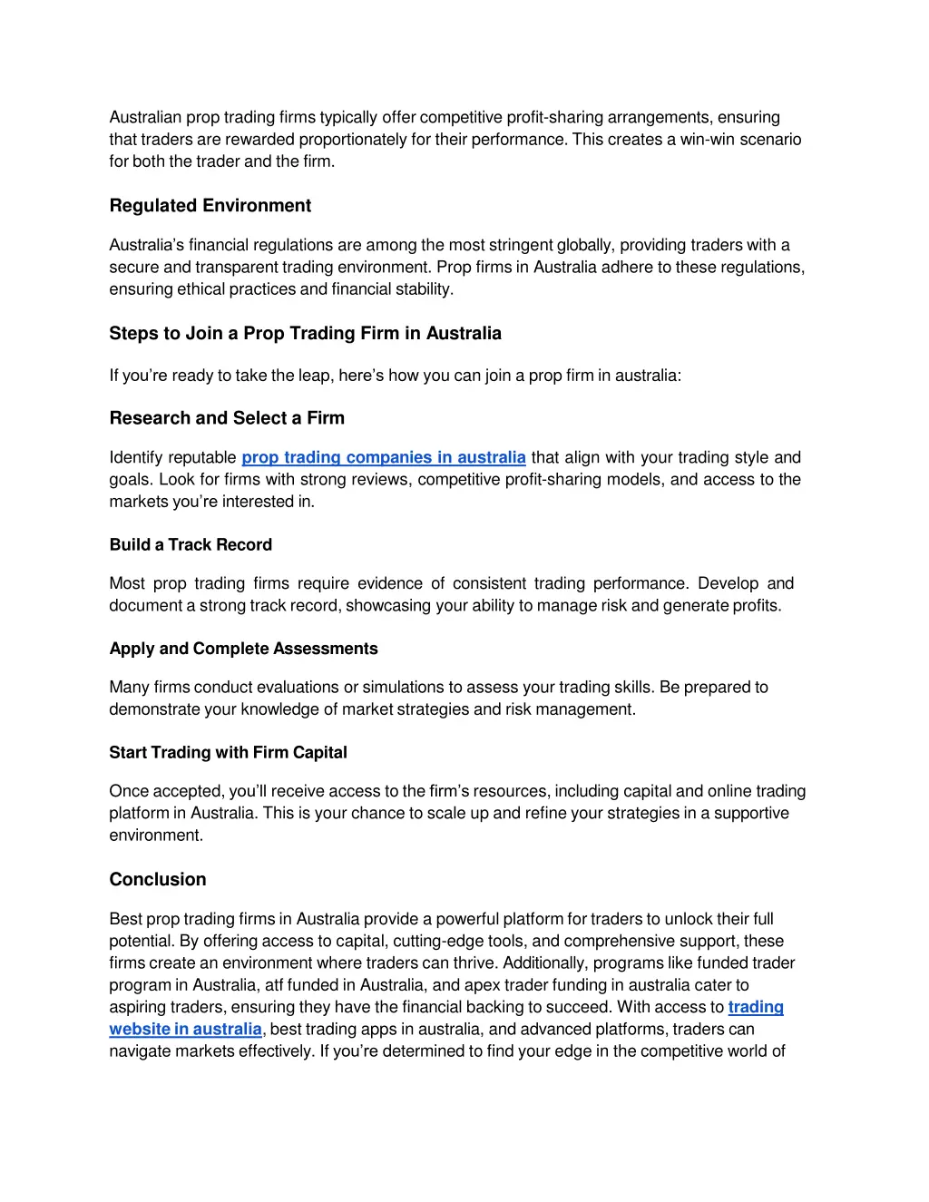 australian prop trading firms typically offer
