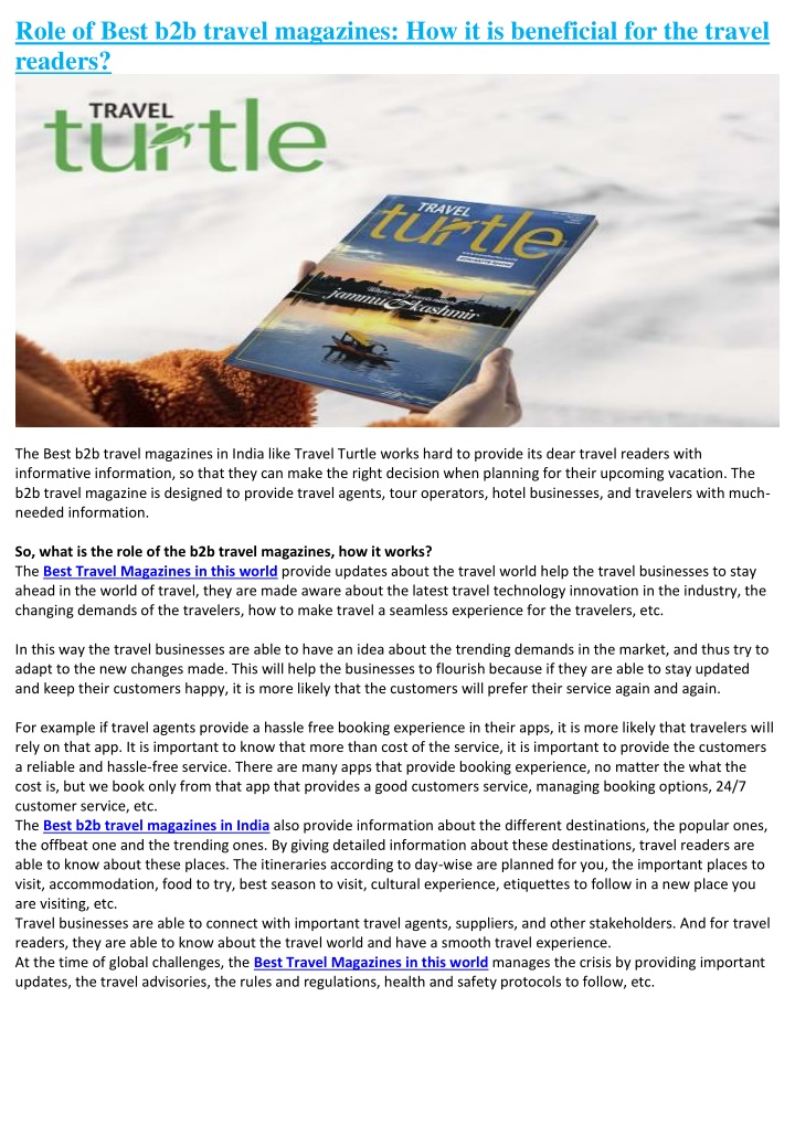 role of best b2b travel magazines