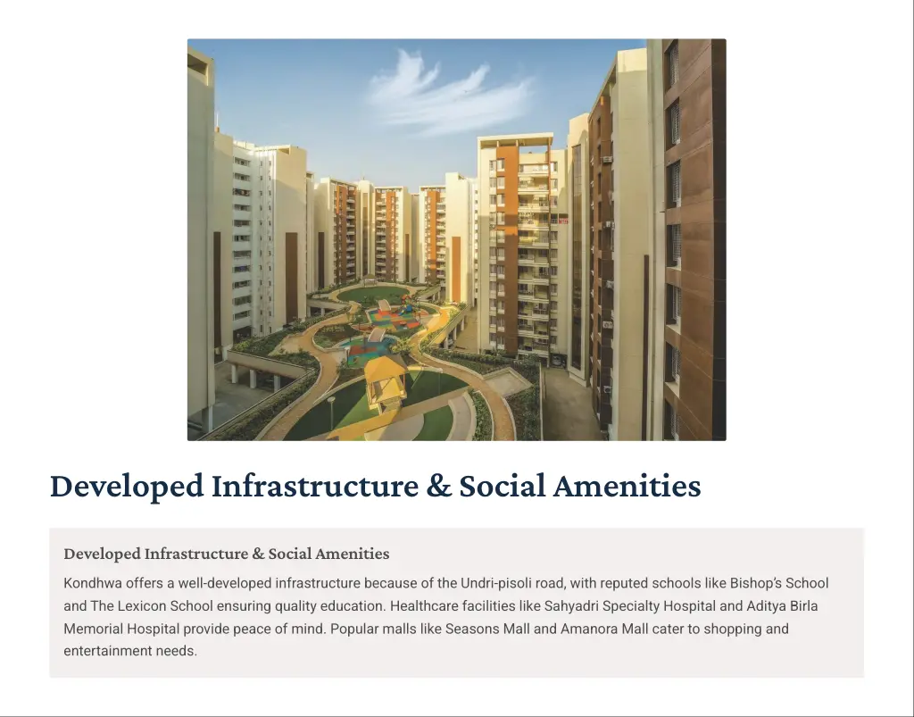 developed infrastructure social amenities