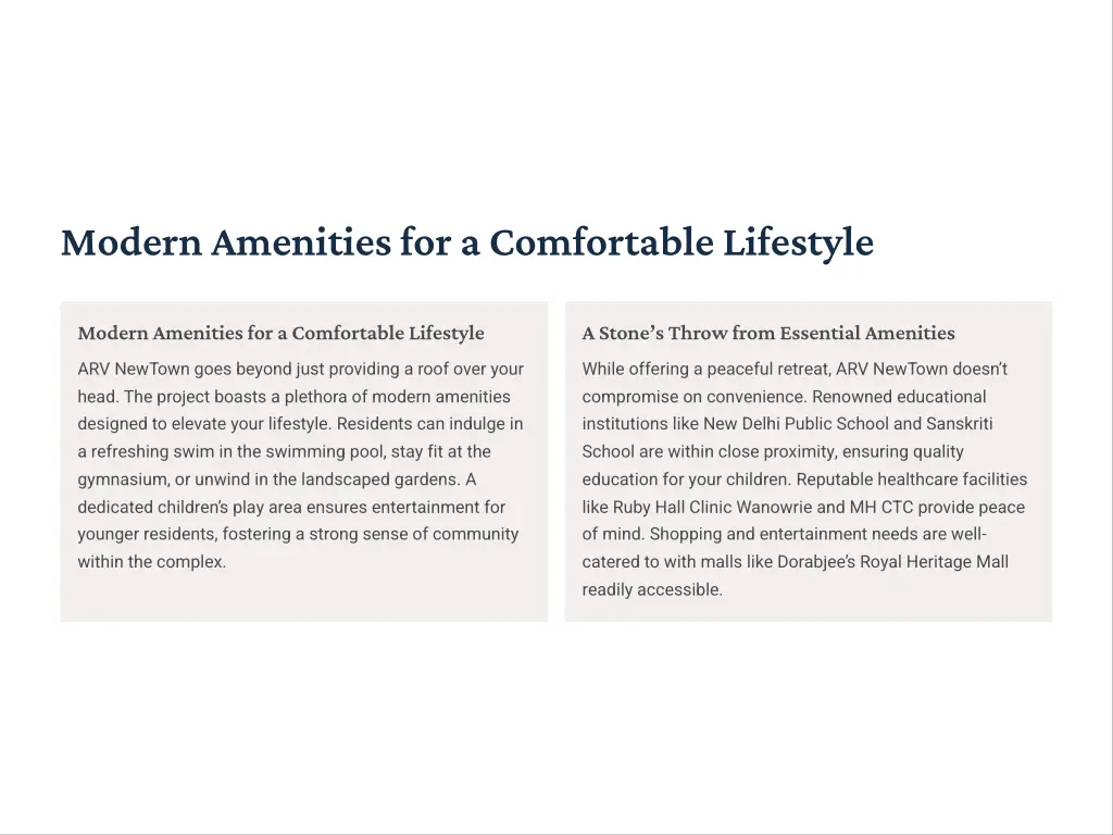 modern amenities for a comfortable lifestyle