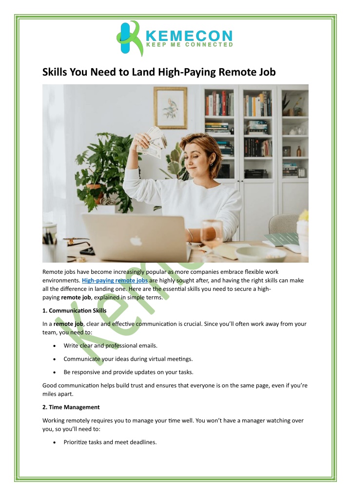 skills you need to land high paying remote job