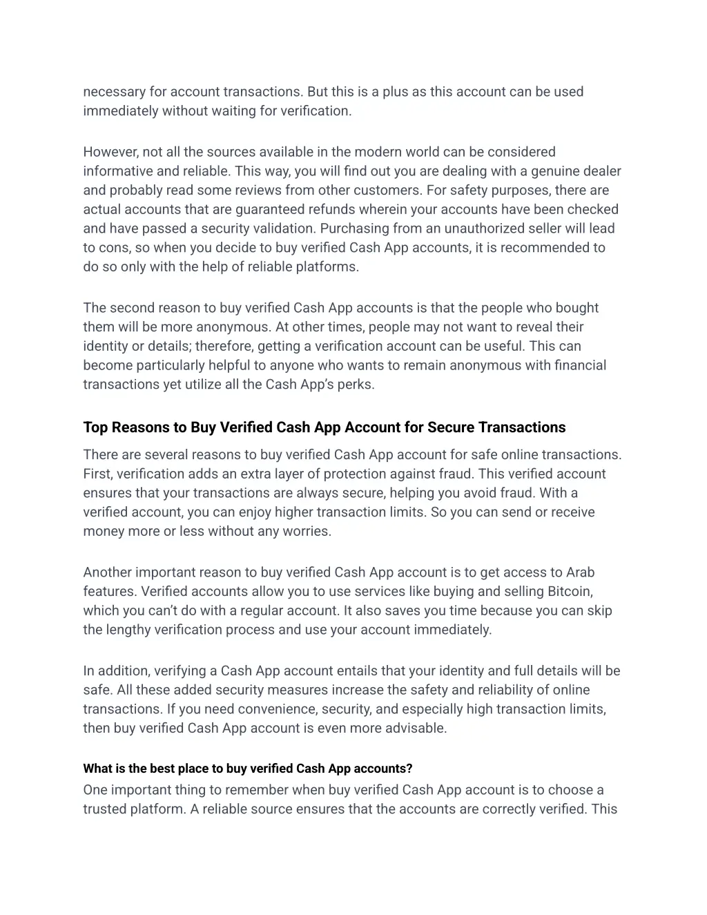 necessary for account transactions but this