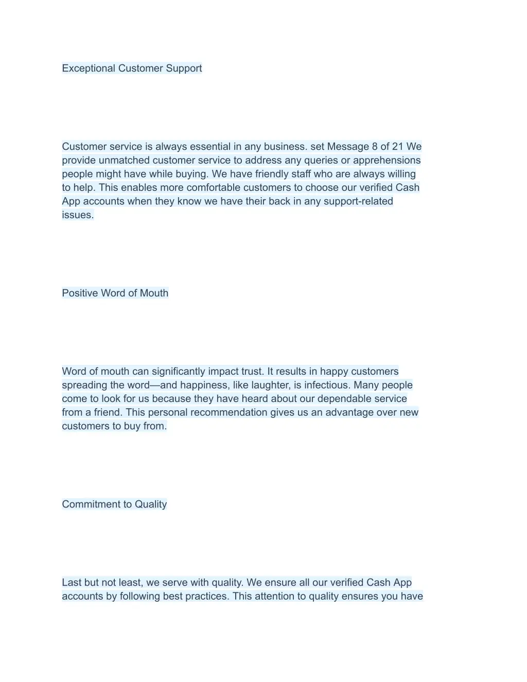 exceptional customer support