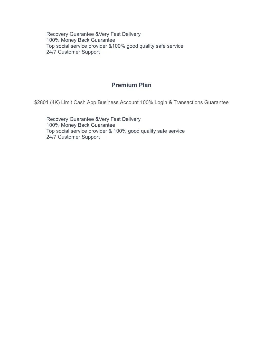 recovery guarantee very fast delivery 100 money