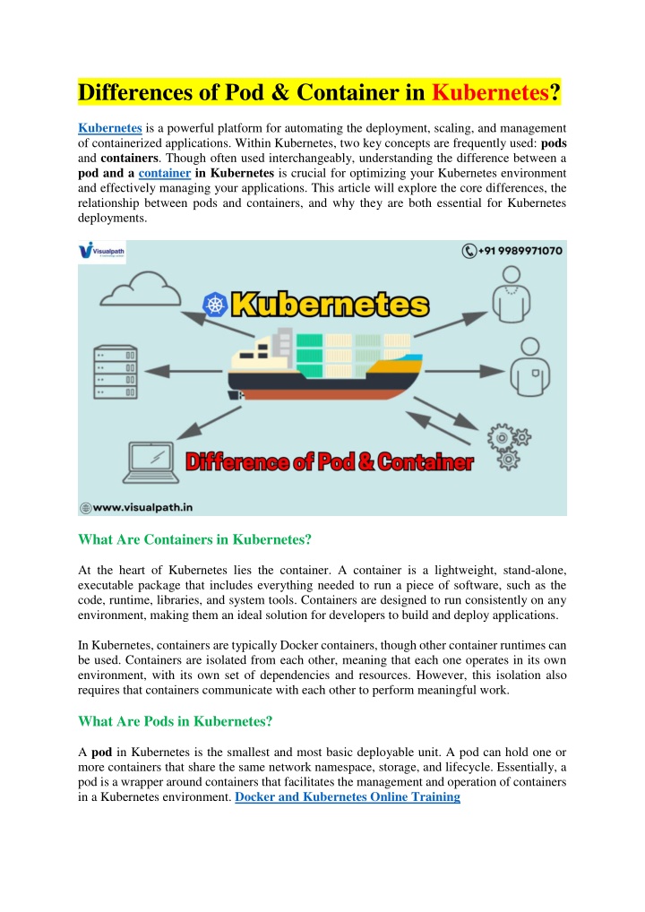 differences of pod container in kubernetes