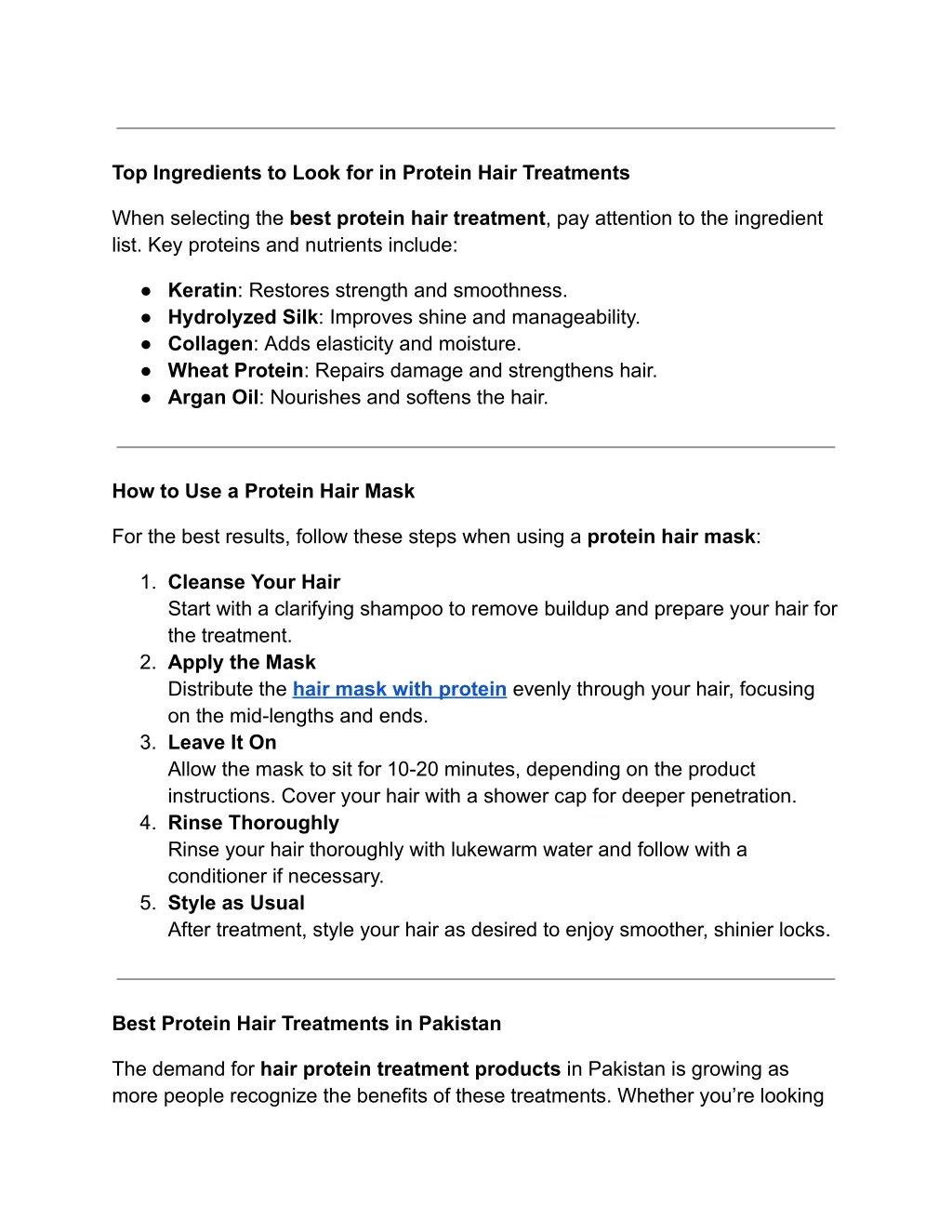 top ingredients to look for in protein hair