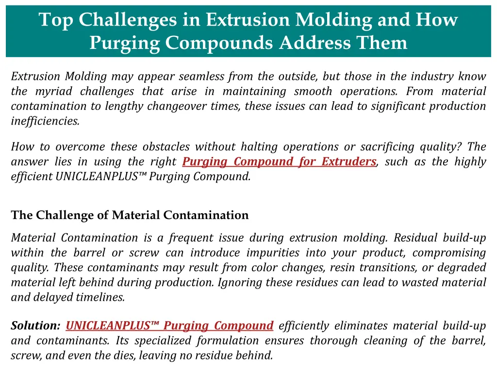 top challenges in extrusion molding