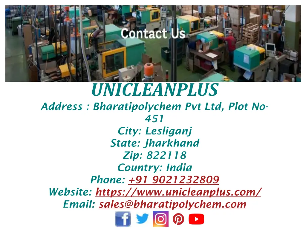 unicleanplus address bharatipolychem pvt ltd plot