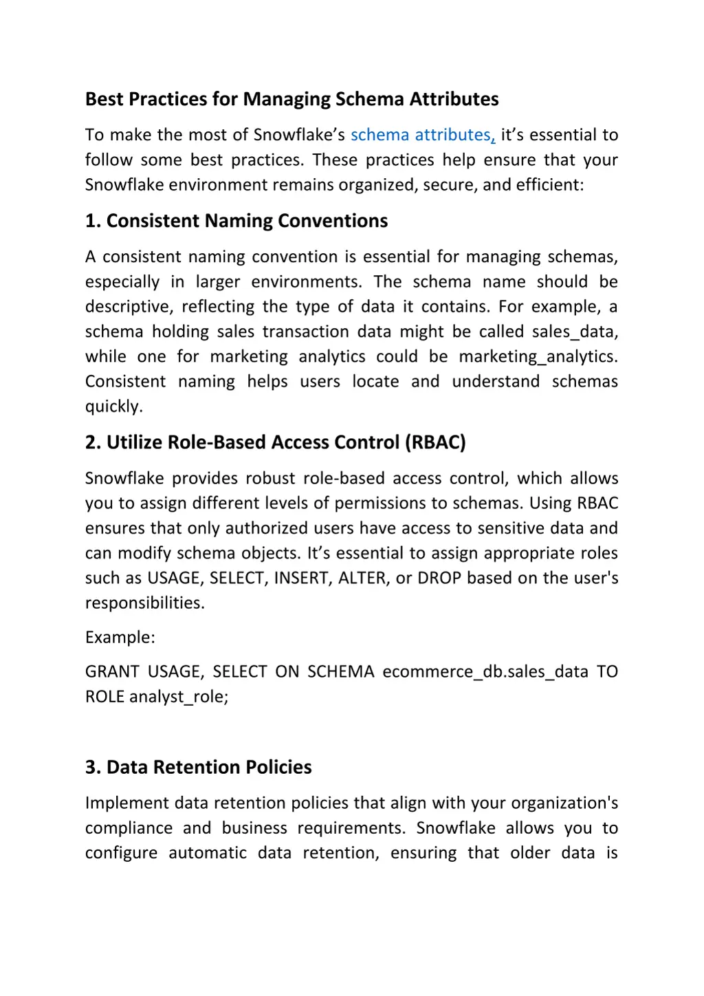 best practices for managing schema attributes